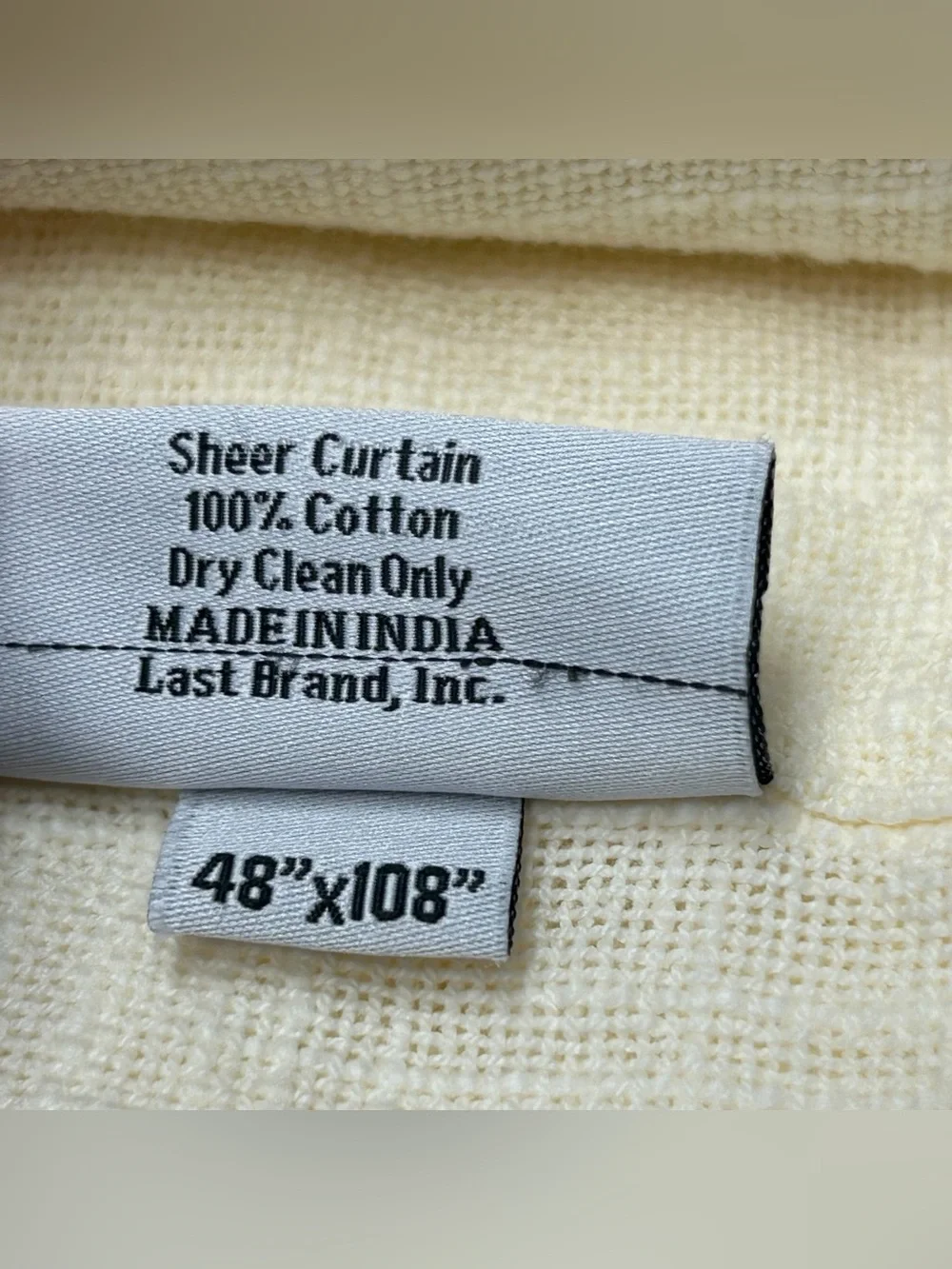 QUINCE Set Of 2 *48x95* Cotton Sheer Curtains Ivory 8957